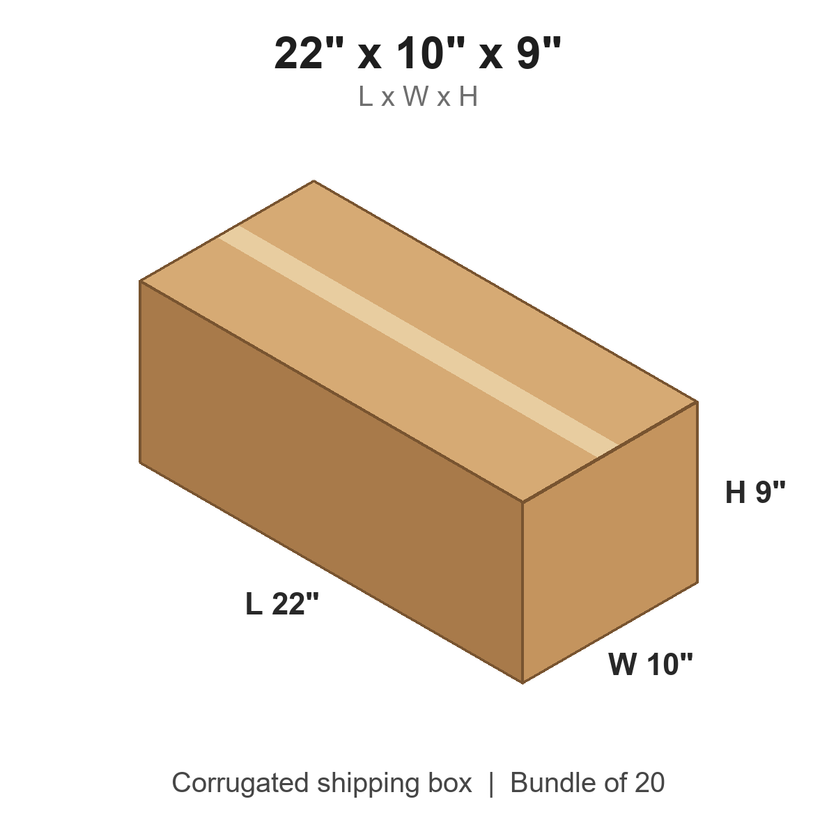 22 x 10 x 9 in corrugated shipping box