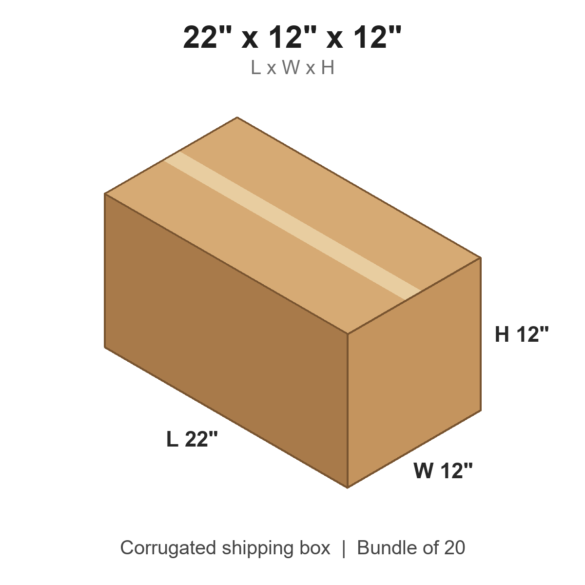 22 x 12 x 12 in corrugated shipping box