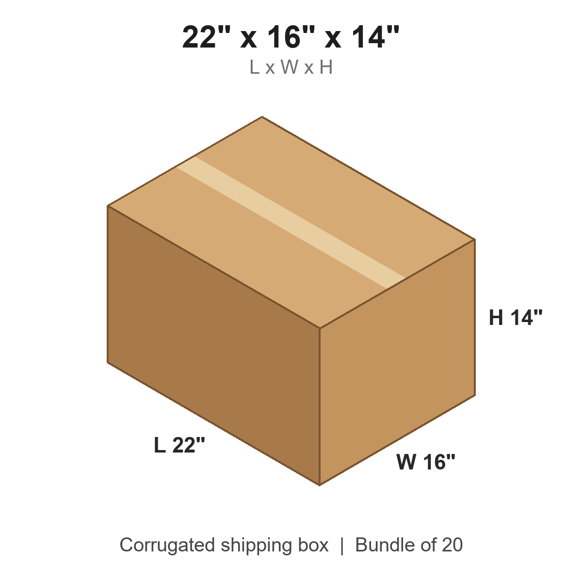 22 x 16 x 14 in corrugated shipping box
