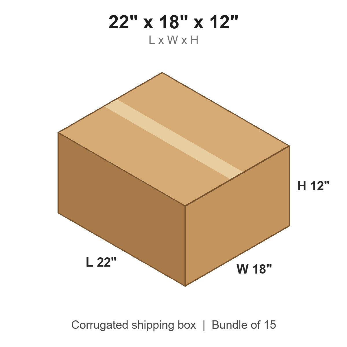 22 x 18 x 12 in corrugated shipping box