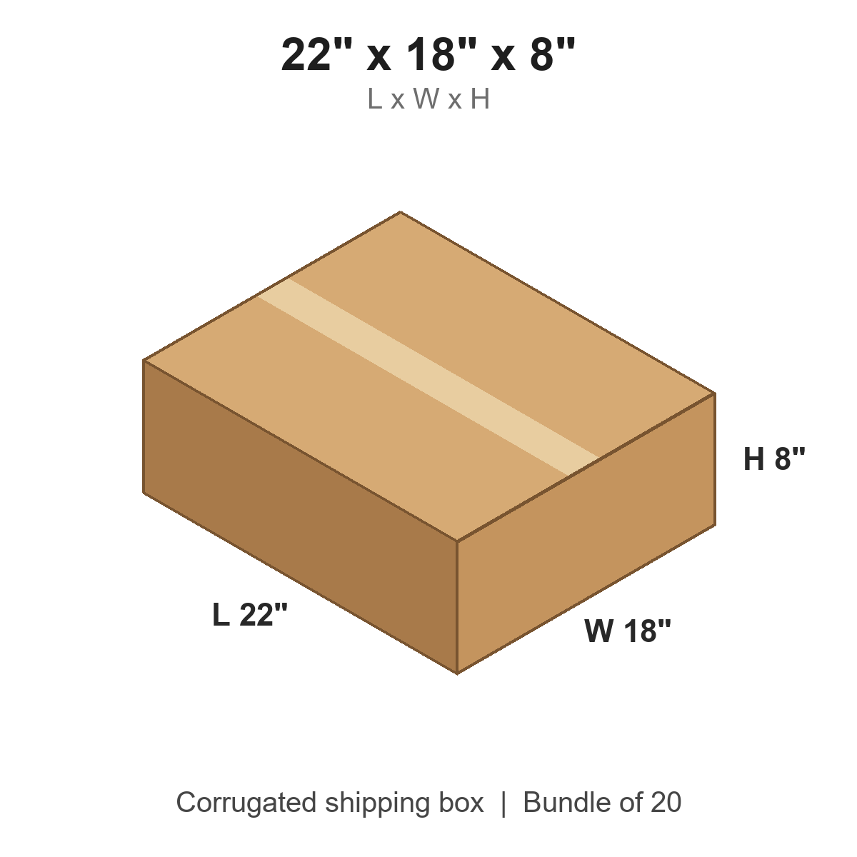 22 x 18 x 8 in corrugated shipping box