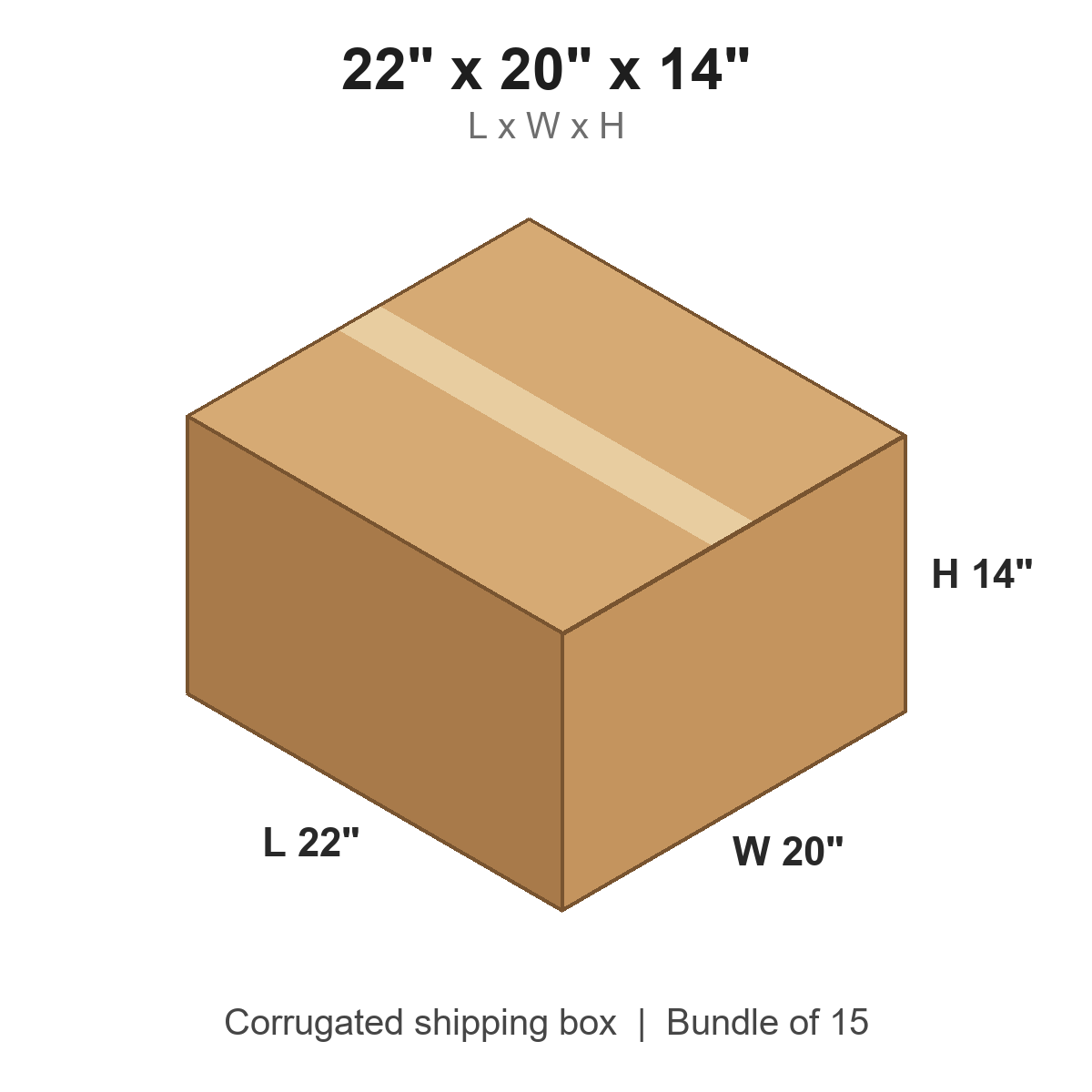 22 x 20 x 14 in corrugated shipping box