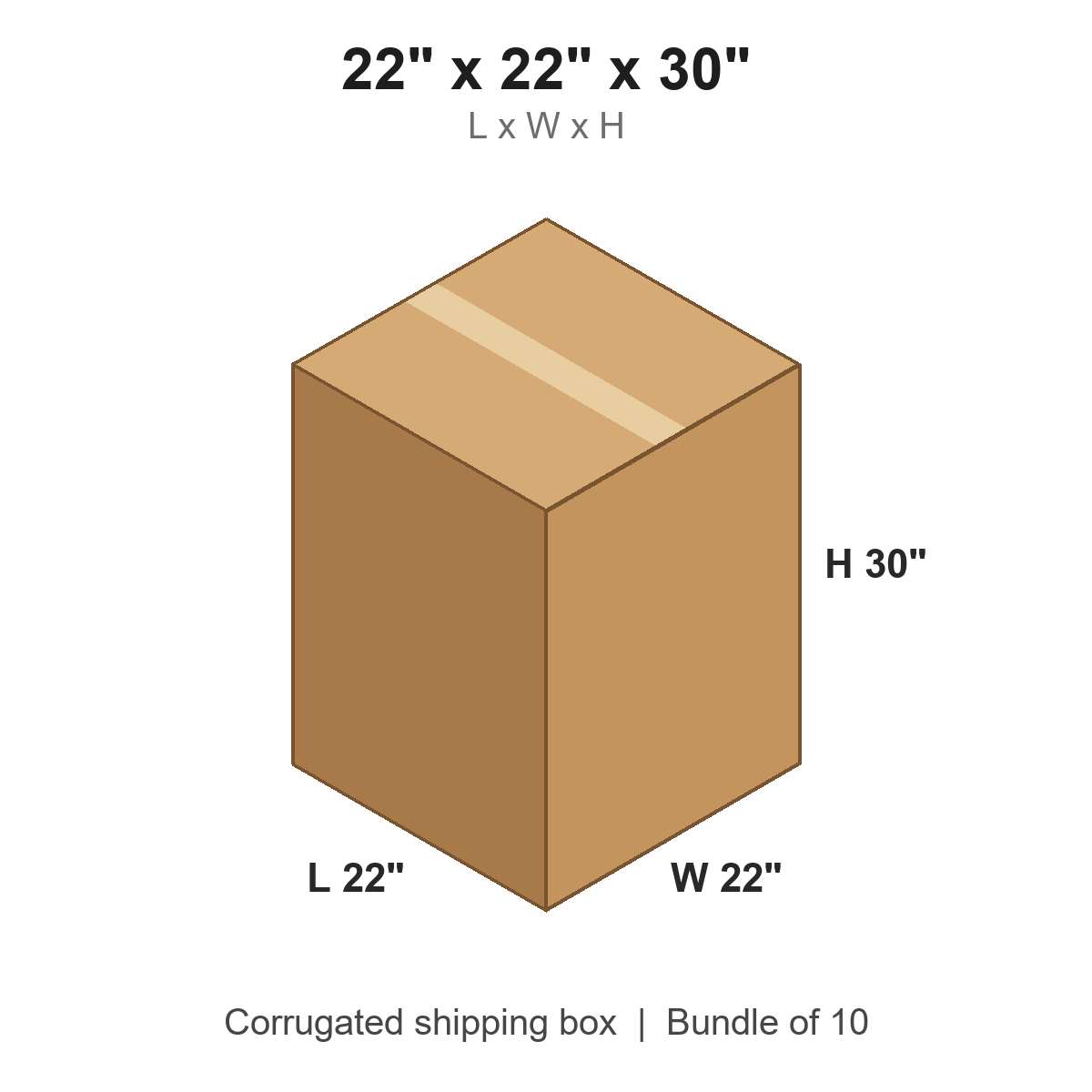 22 x 22 x 30 in corrugated shipping box