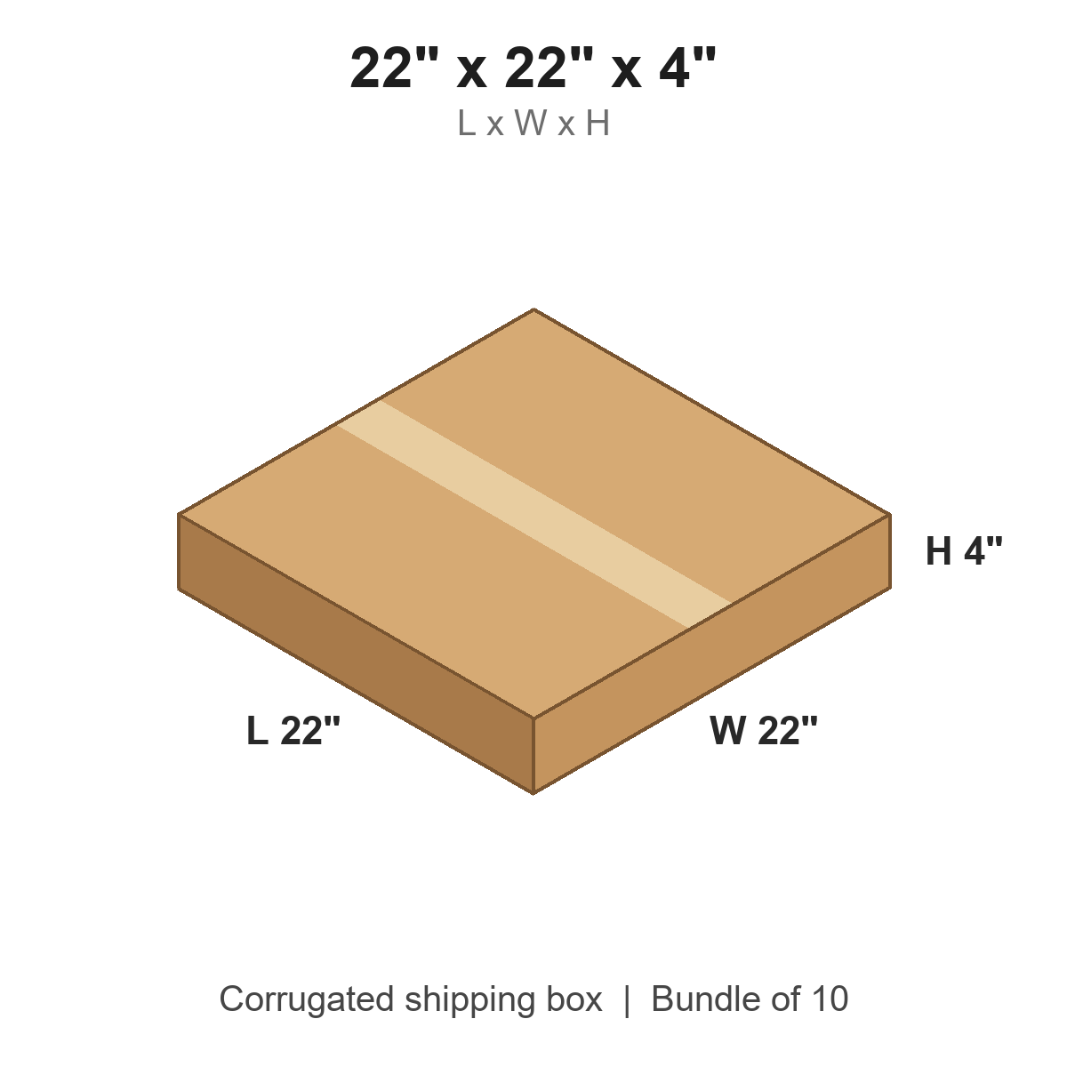 22 x 22 x 4 in corrugated shipping box
