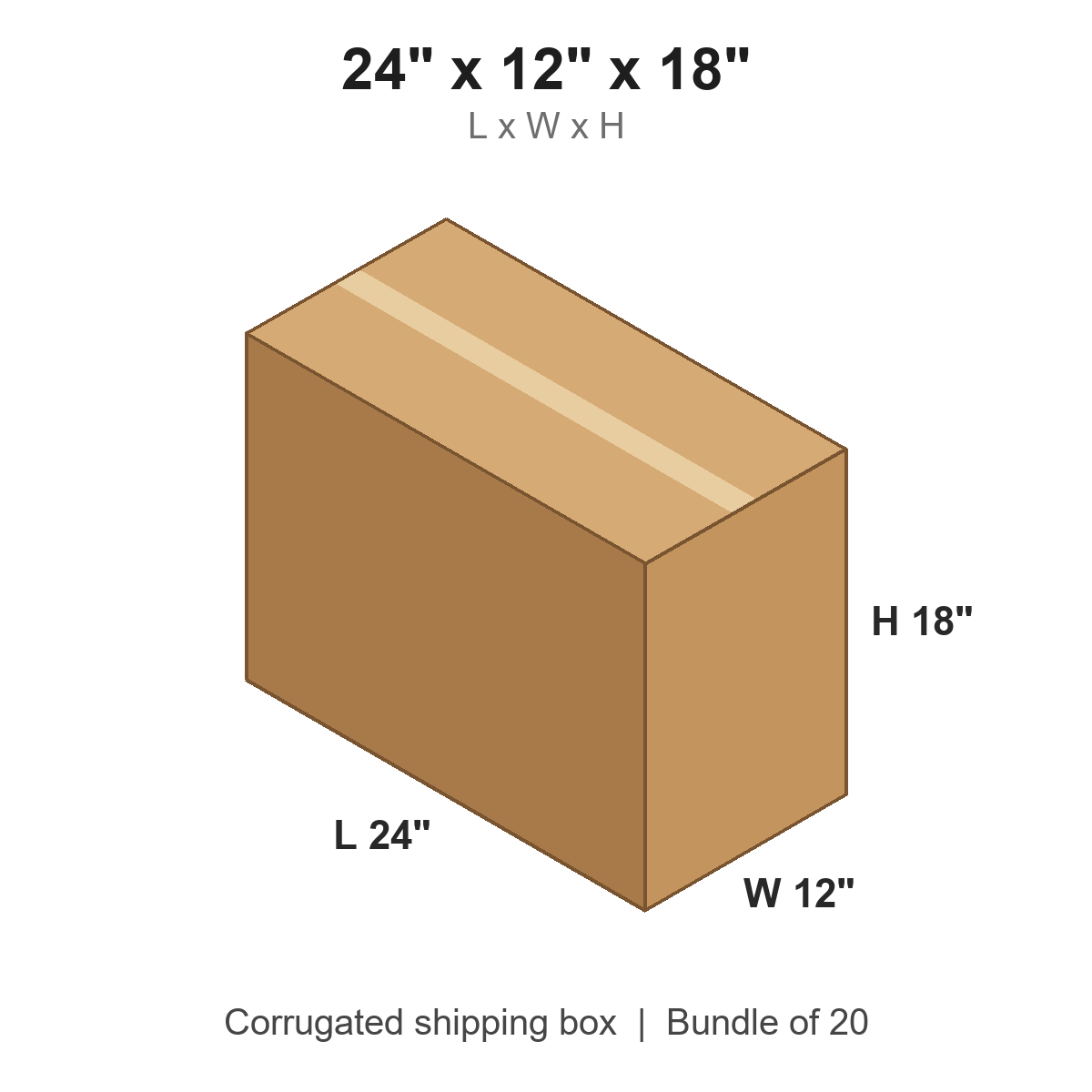 24 x 12 x 18 in corrugated shipping box