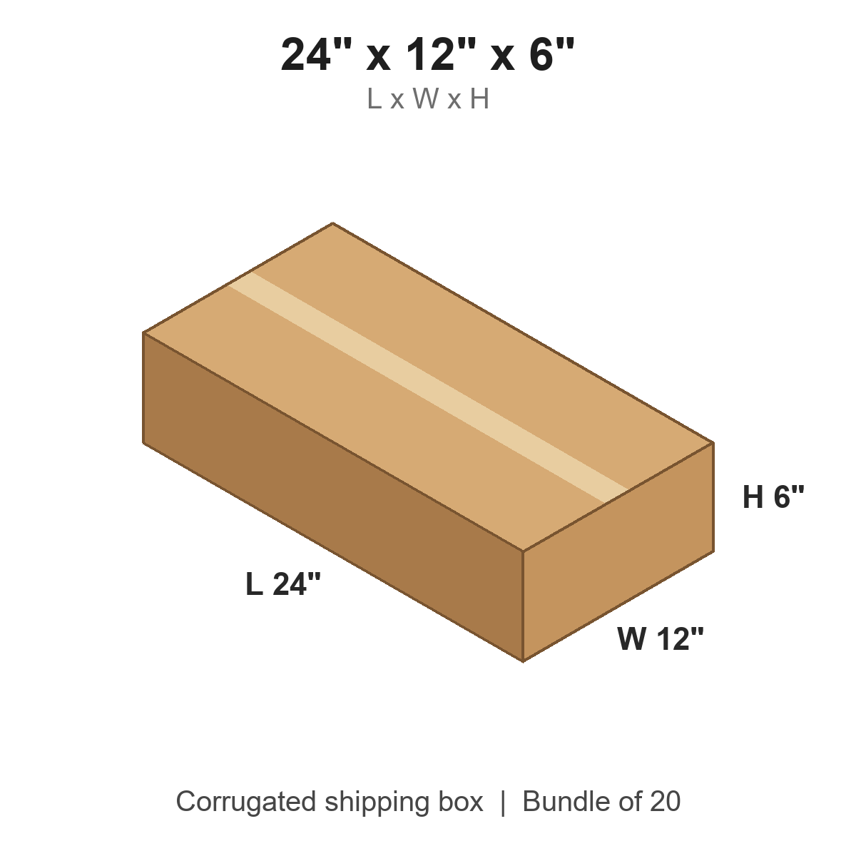 24 x 12 x 6 in corrugated shipping box