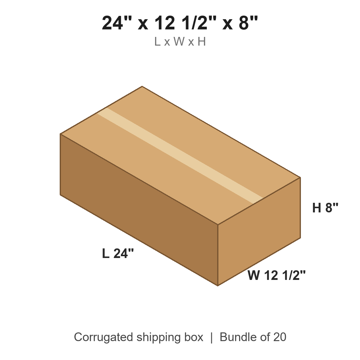 24 x 12 1/2 x 8 in corrugated shipping box