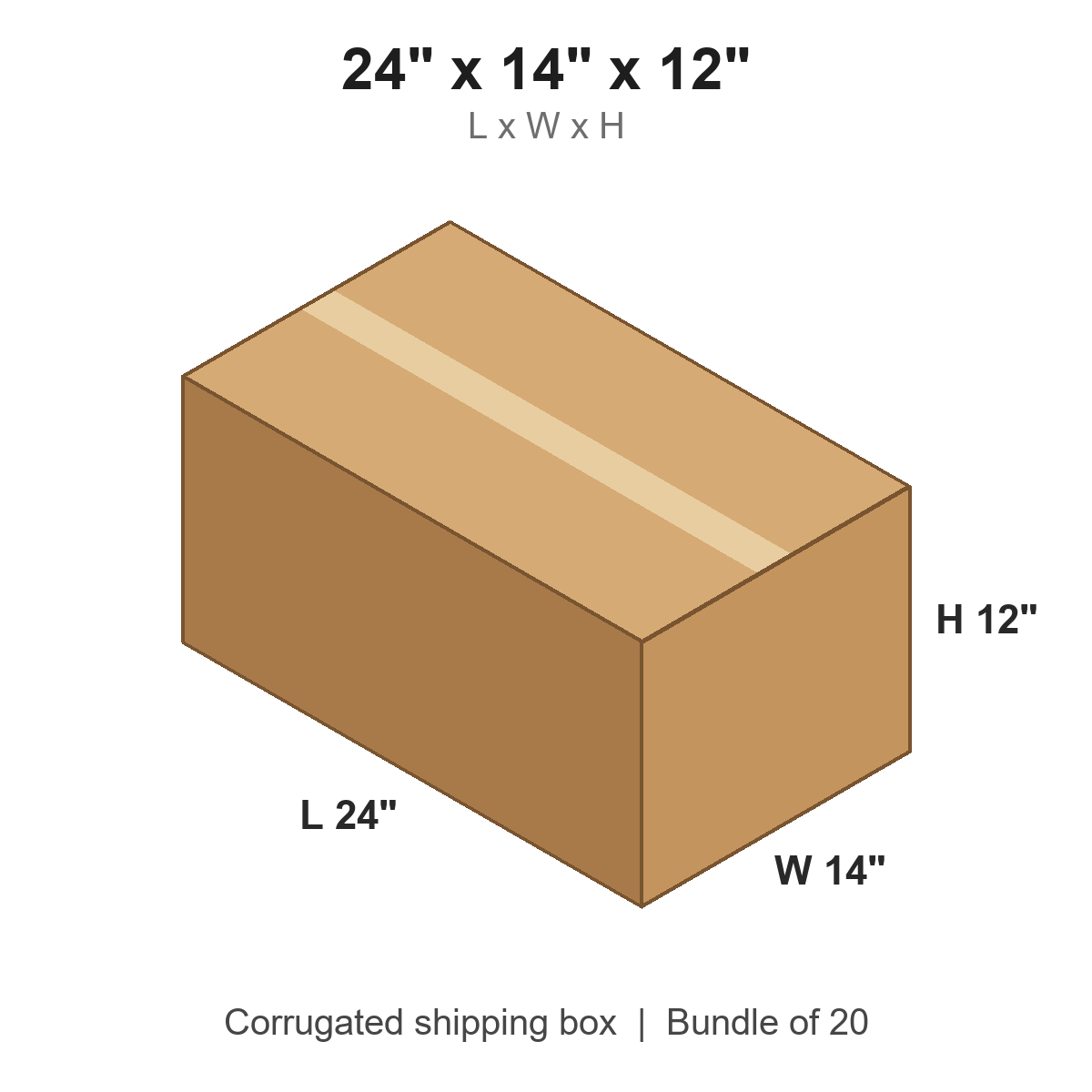 24 x 14 x 12 in corrugated shipping box