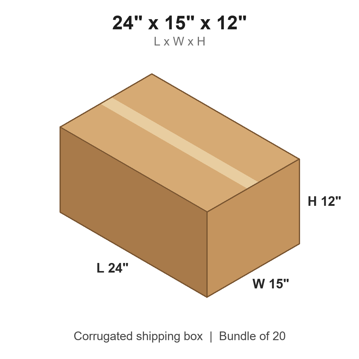 24 x 15 x 12 in corrugated shipping box