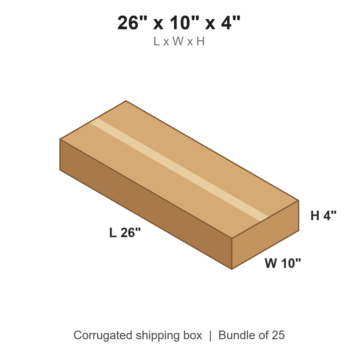 26 x 10 x 4 in corrugated shipping box