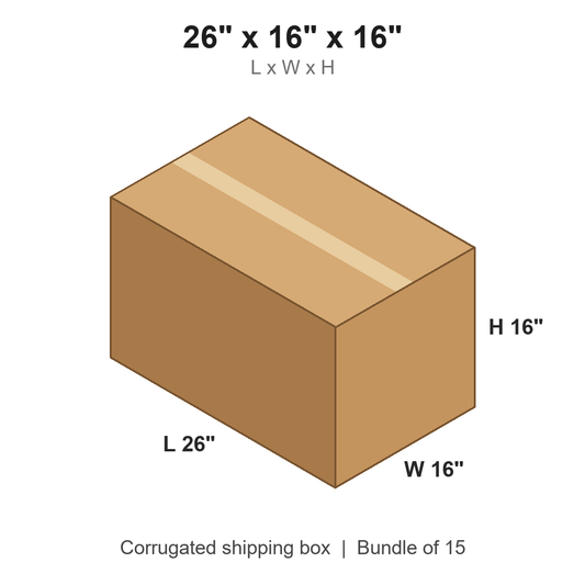26 x 16 x 16 in corrugated shipping box