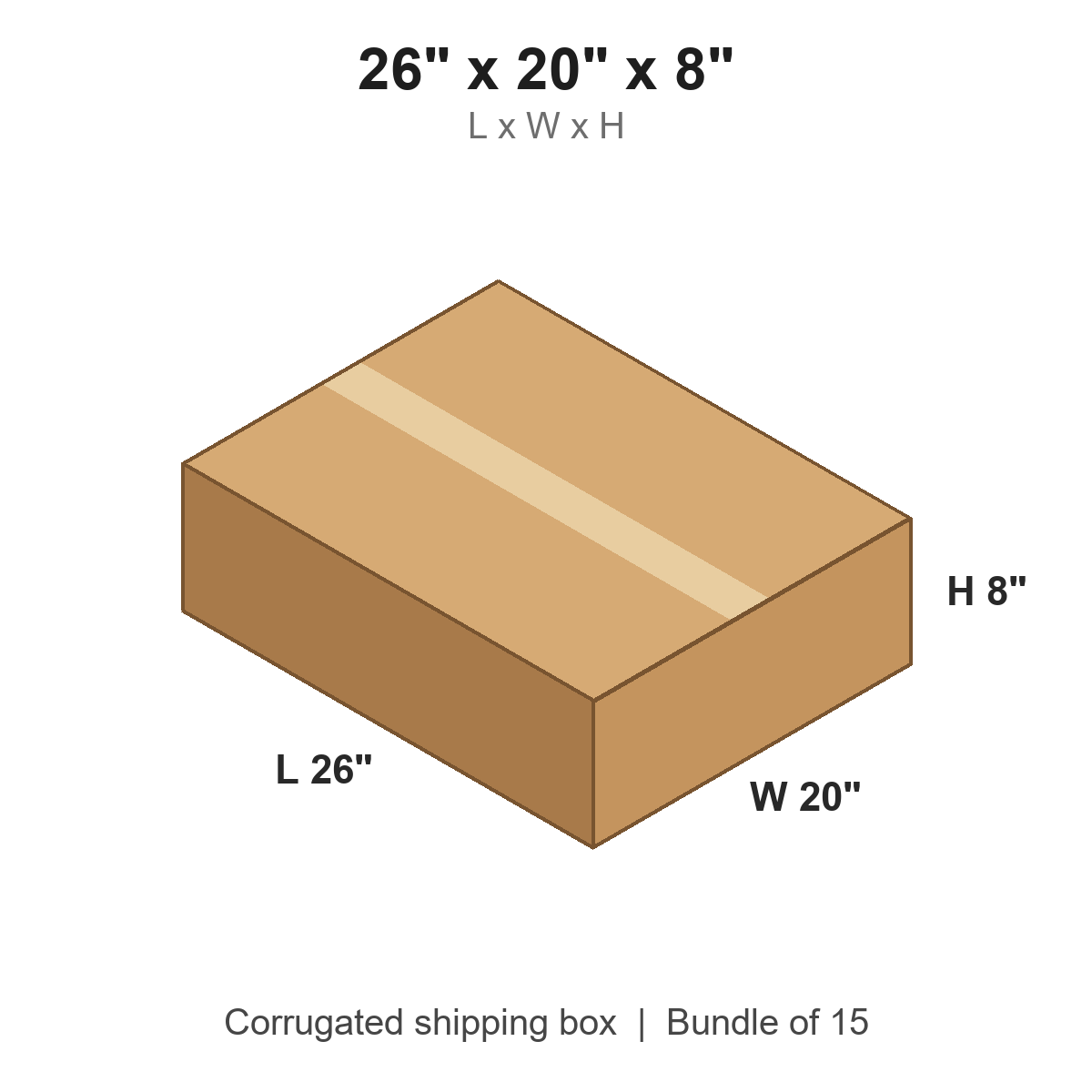 26 x 20 x 8 in corrugated shipping box