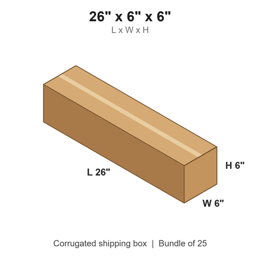 26 x 6 x 6 in corrugated shipping box