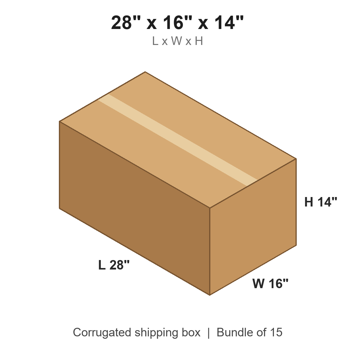 28 x 16 x 14 in corrugated shipping box
