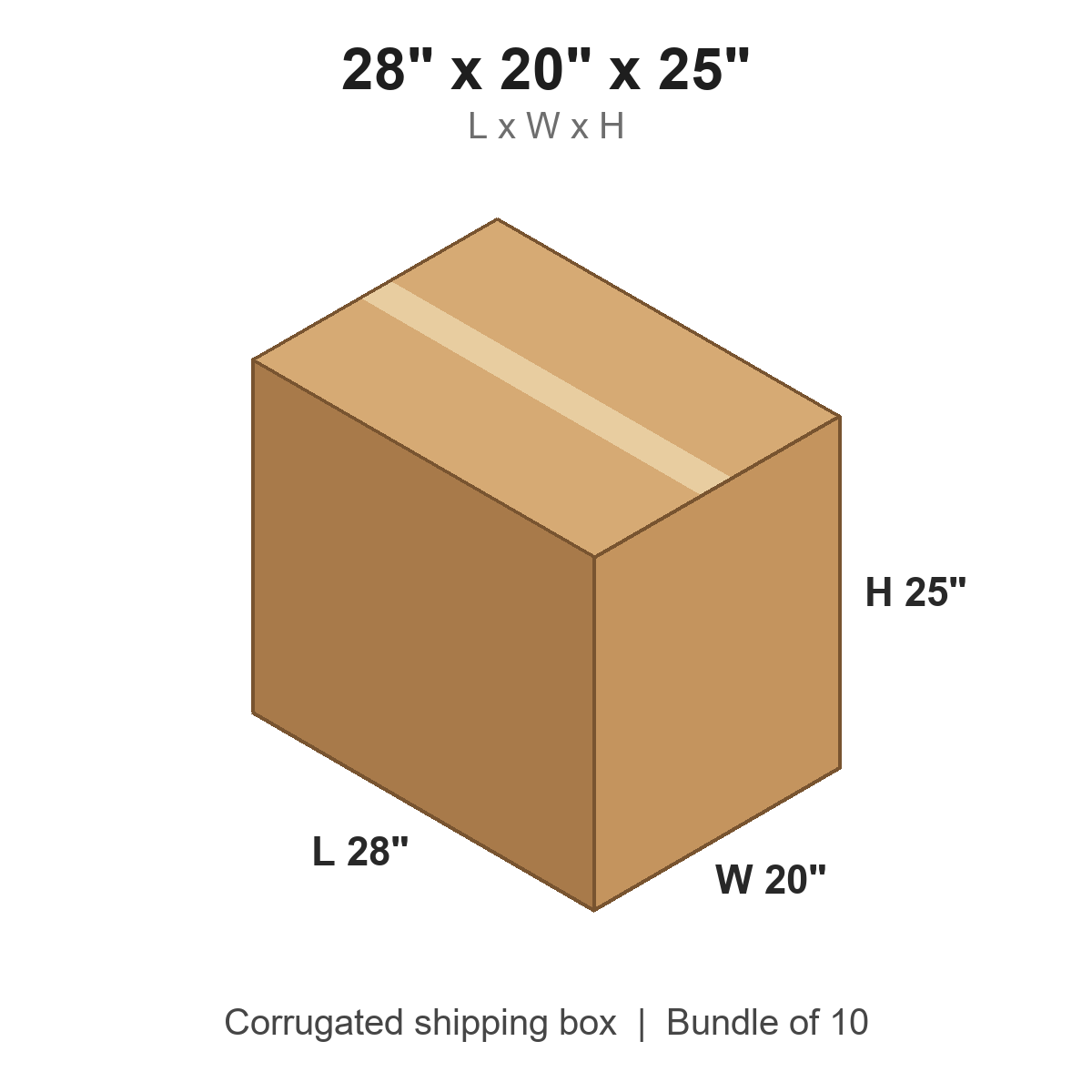 28 x 20 x 25 in corrugated shipping box
