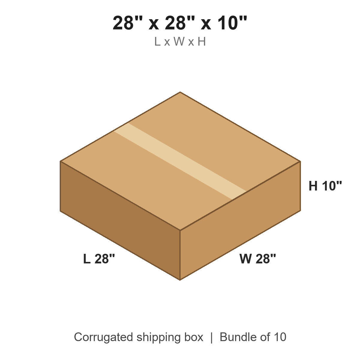 28 x 28 x 10 in corrugated shipping box