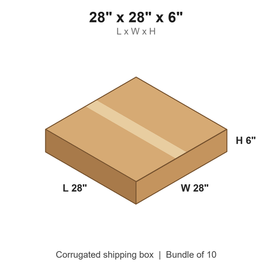 28 x 28 x 6 in corrugated shipping box