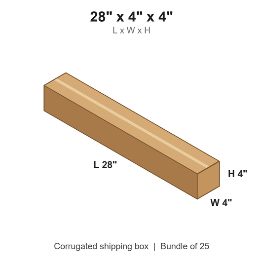 28 x 4 x 4 in corrugated shipping box