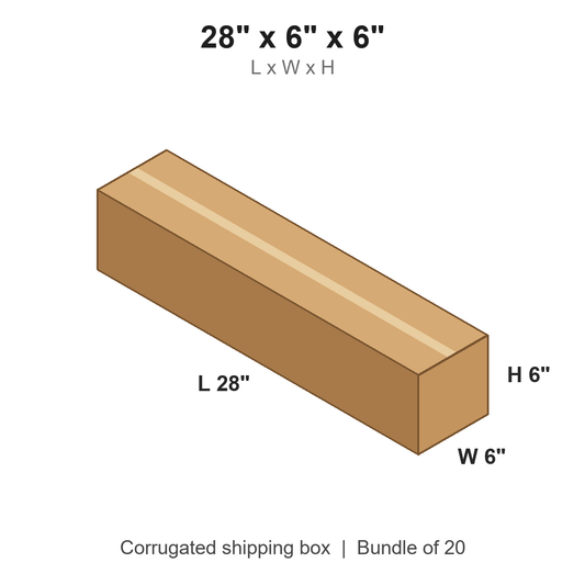 28 x 6 x 6 in corrugated shipping box