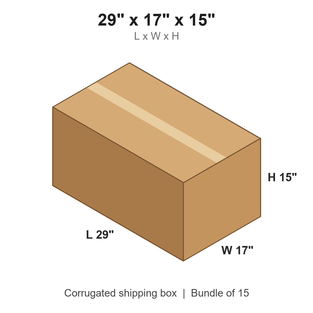 29 x 17 x 15 in corrugated shipping box