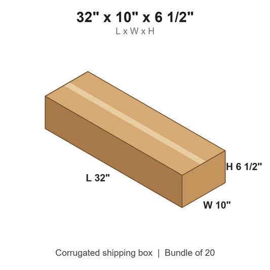 32 x 10 x 6 1/2 in corrugated shipping box
