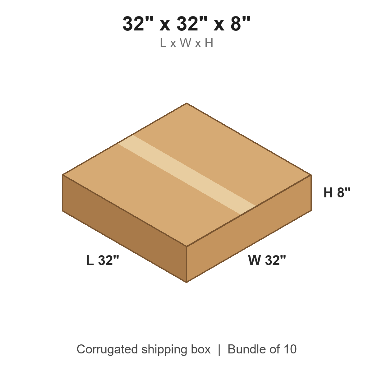 32 x 32 x 8 in corrugated shipping box
