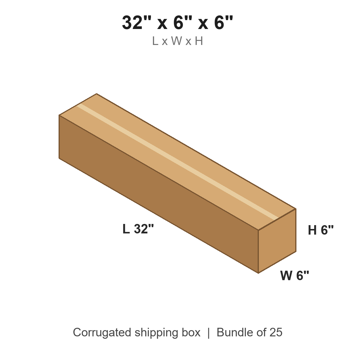 32 x 6 x 6 in corrugated shipping box