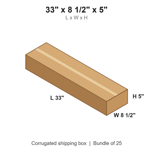 33 x 8 1/2 x 5 in corrugated shipping box