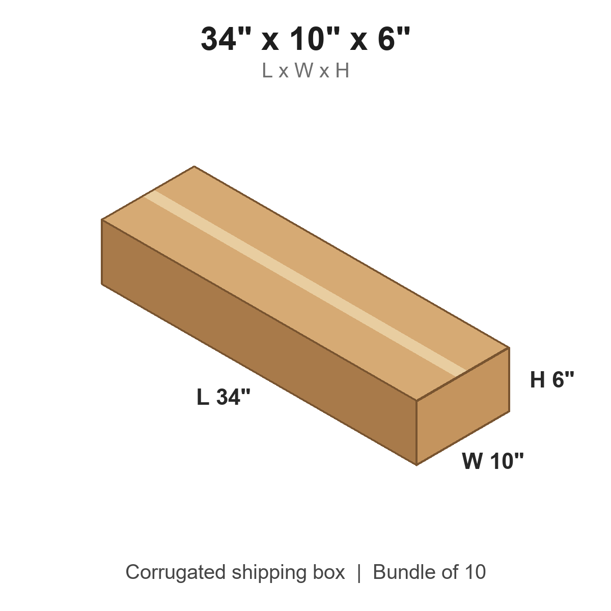 34 x 10 x 6 in corrugated shipping box