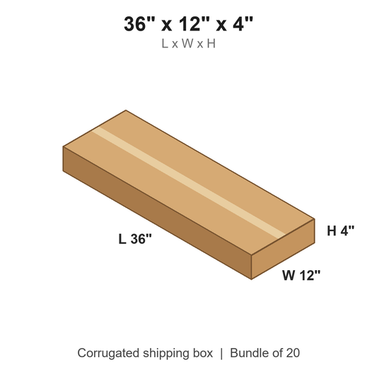 36 x 12 x 4 in corrugated shipping box