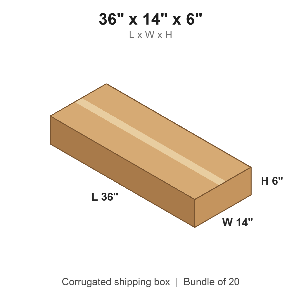 36 x 14 x 6 in corrugated shipping box