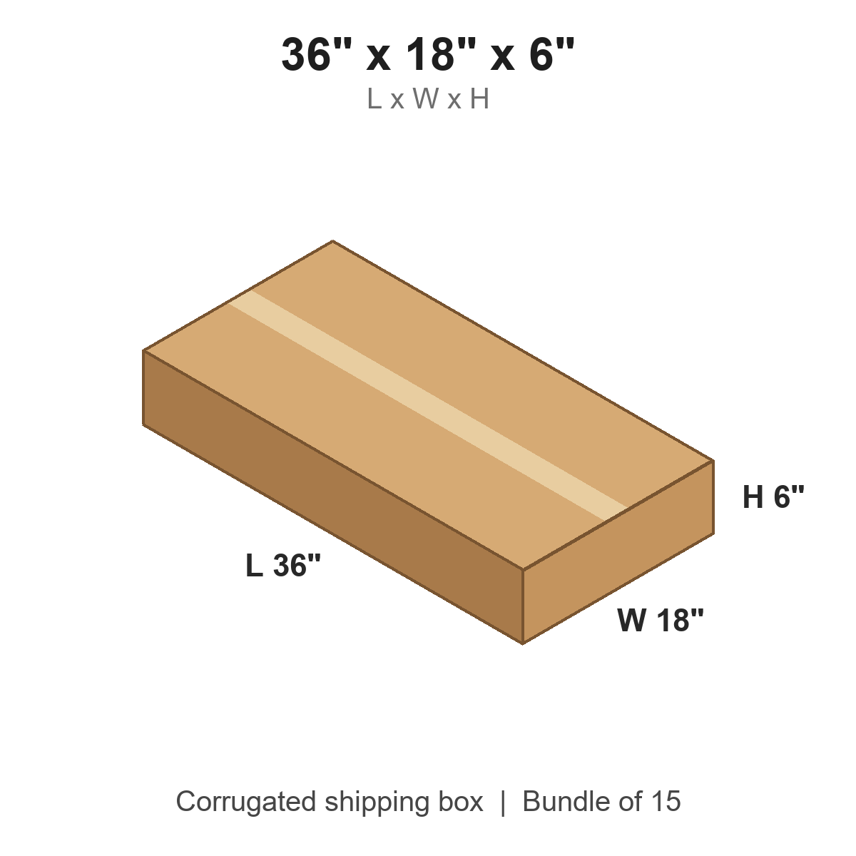 36 x 18 x 6 in corrugated shipping box