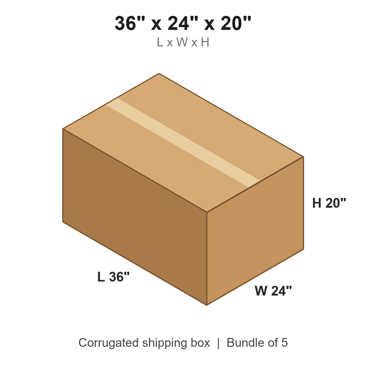 36 x 24 x 20 in corrugated shipping box