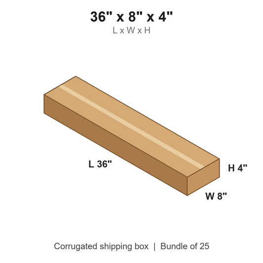 36 x 8 x 4 in corrugated shipping box