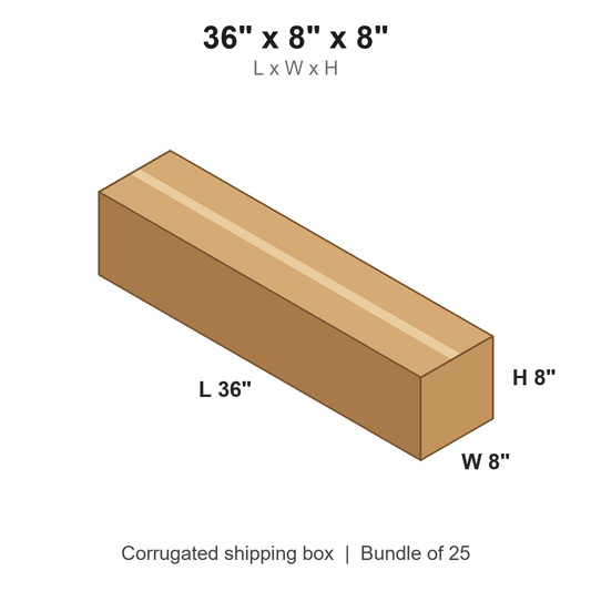 36 x 8 x 8 in corrugated shipping box