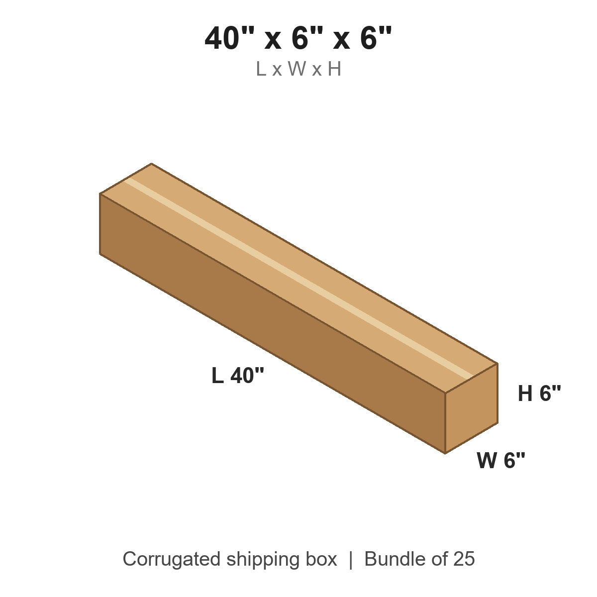 40 x 6 x 6 in corrugated shipping box
