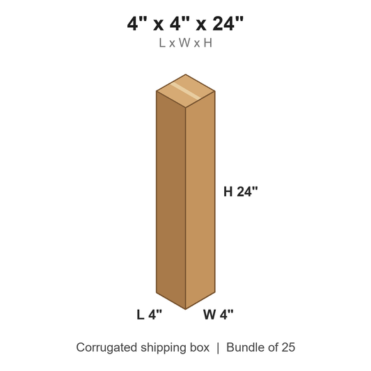 4 x 4 x 24 in corrugated shipping box
