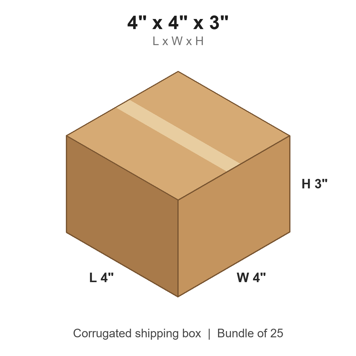 4 x 4 x 3 in corrugated shipping box