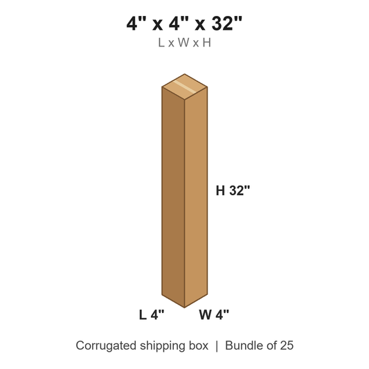 4 x 4 x 32 in corrugated shipping box