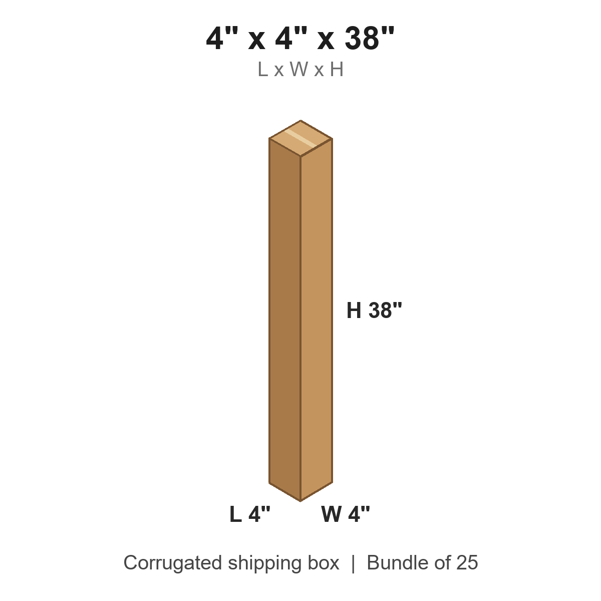 4 x 4 x 38 in corrugated shipping box