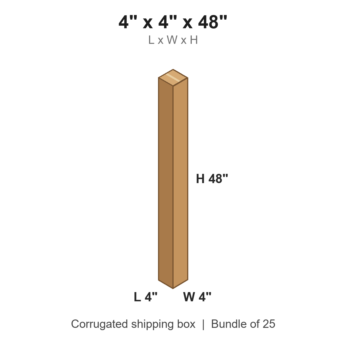 4 x 4 x 48 in corrugated shipping box