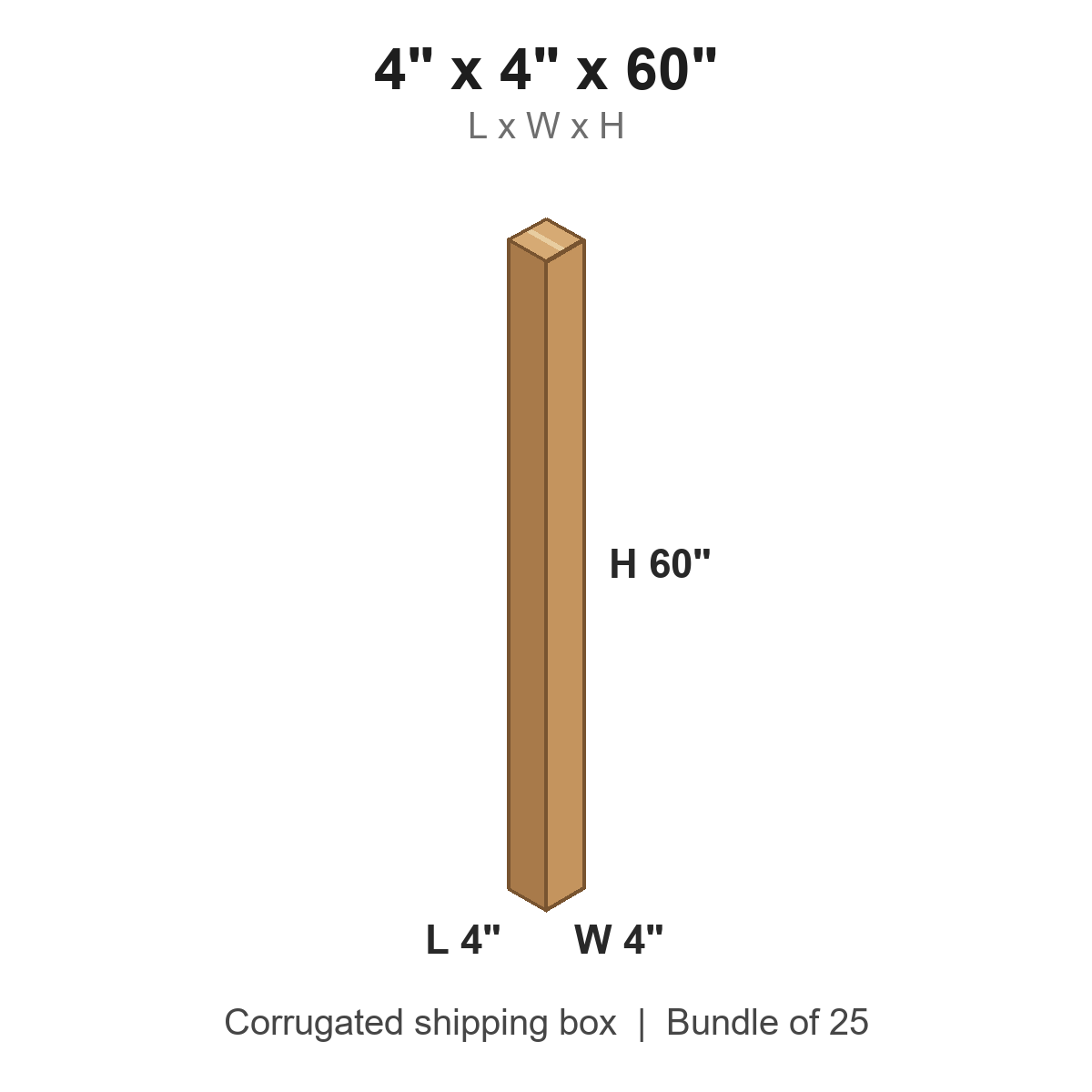 4 x 4 x 60 in corrugated shipping box