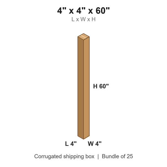 4 x 4 x 60 in corrugated shipping box