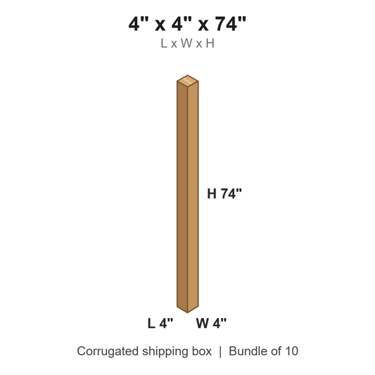 4 x 4 x 74 in corrugated shipping box