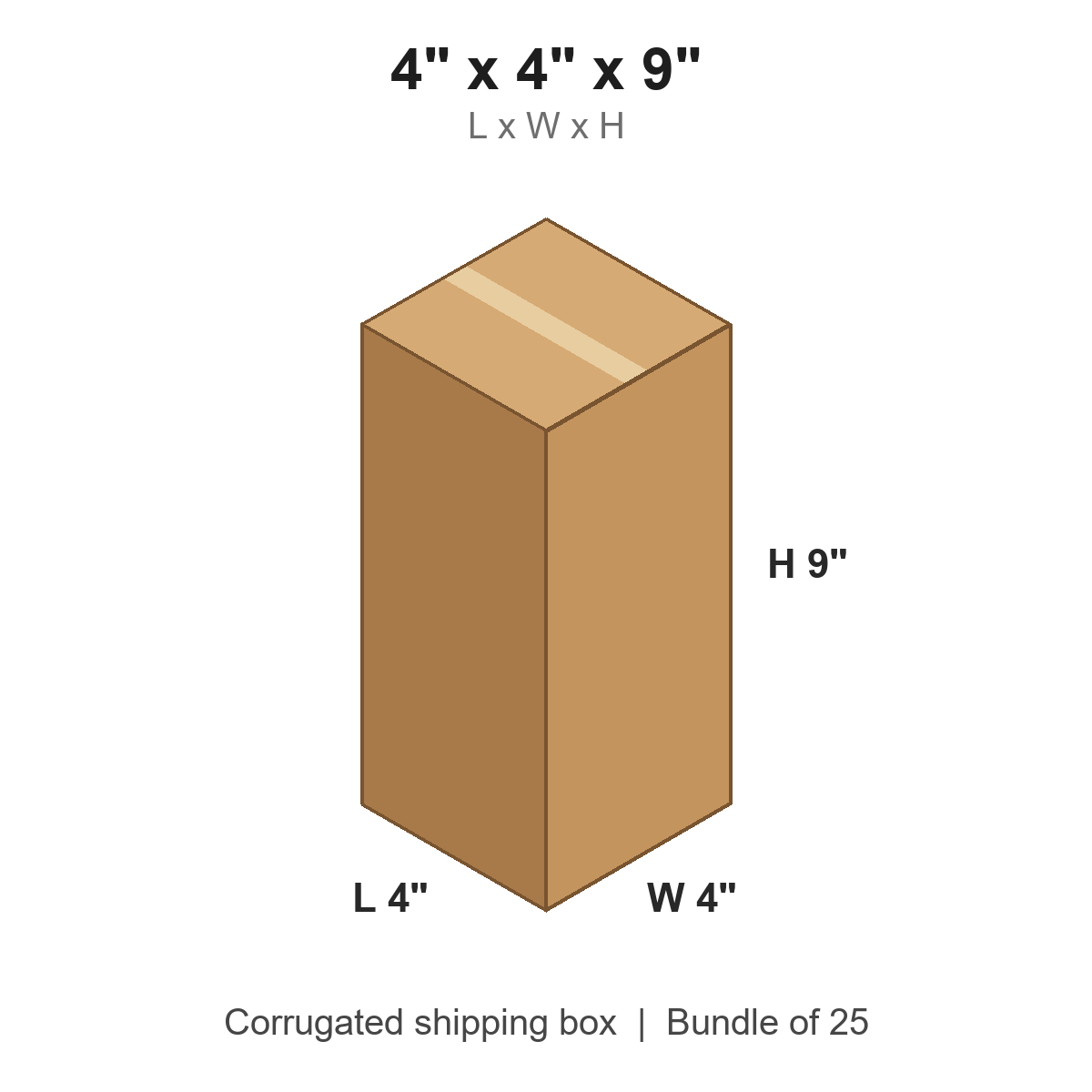 4 x 4 x 9 in corrugated shipping box