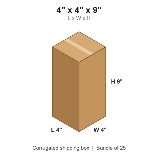 4 x 4 x 9 in corrugated shipping box