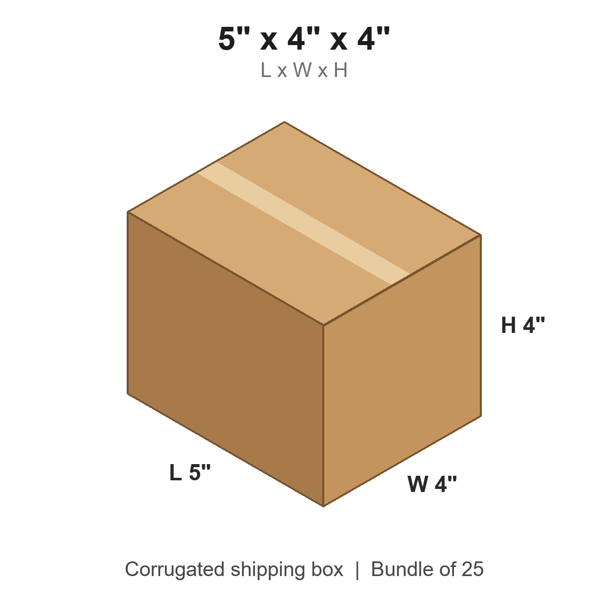 5 x 4 x 4 in corrugated shipping box