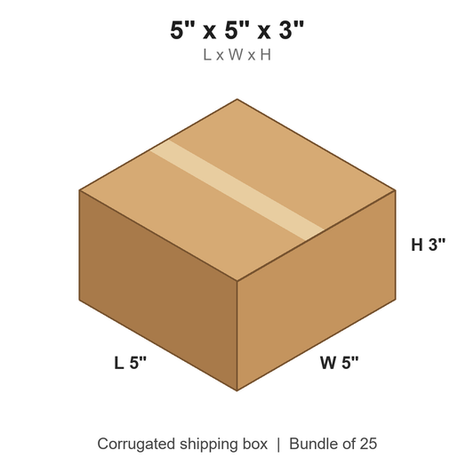 5 x 5 x 3 in corrugated shipping box