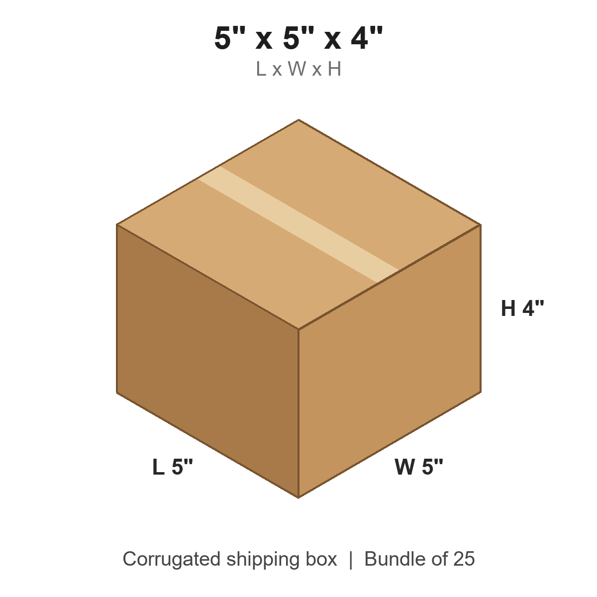 5 x 5 x 4 in corrugated shipping box