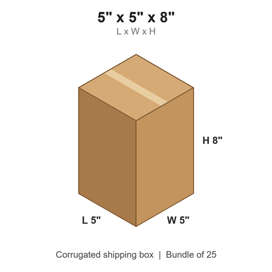 5 x 5 x 8 in corrugated shipping box